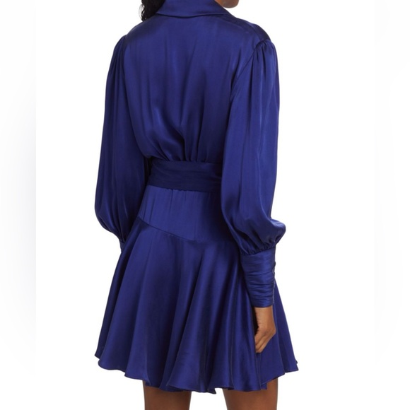 NWOT Zimmermann Lapis Blue Silk Wrap Mini Dress, Size AU 1 (US 6) - Picture 3 of 10